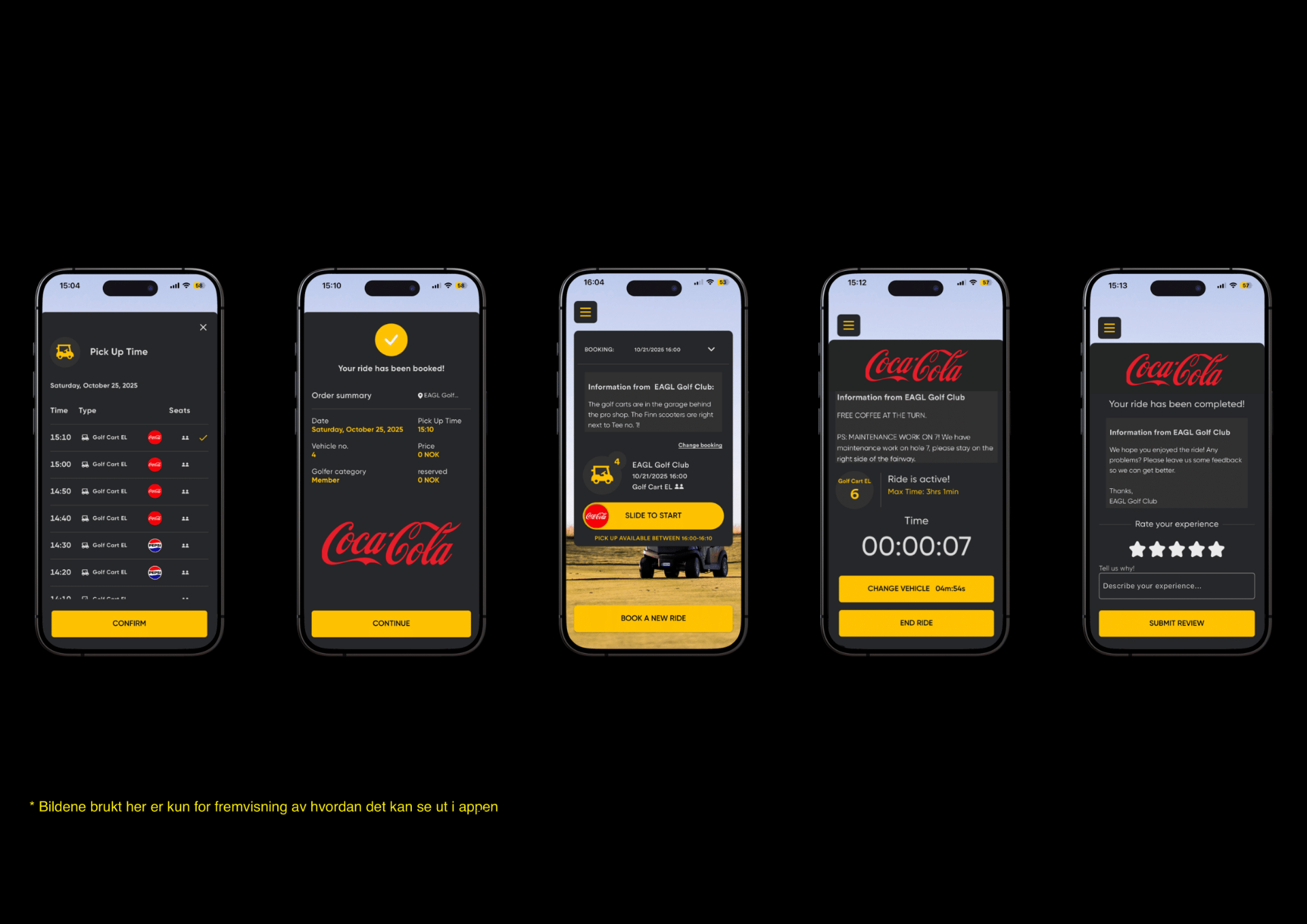 Mock-up showing example placements where sponsor brands could appear inside the EAGL booking flow — for illustrative purposes only